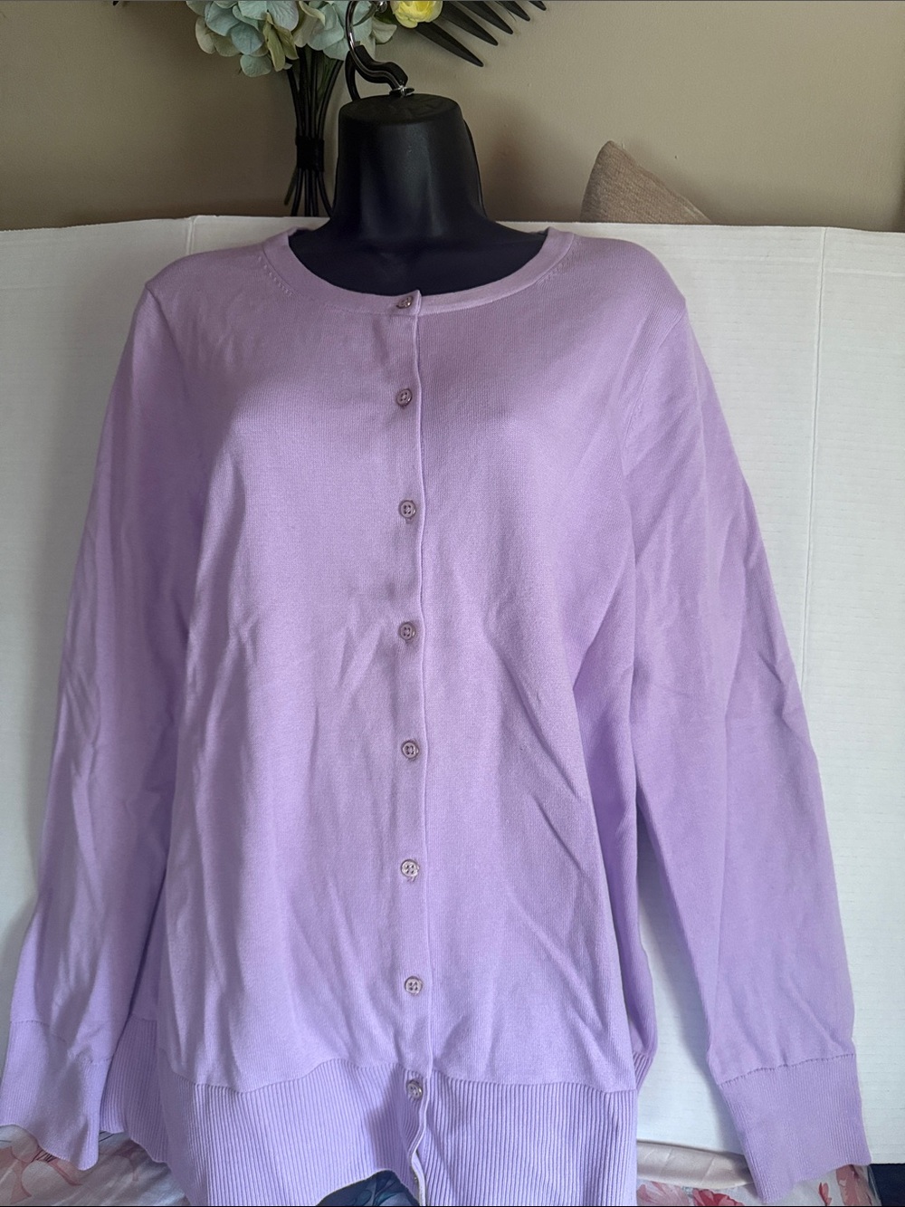 Land’s End Lilac Button-Front Cardigan Sweater NWOT